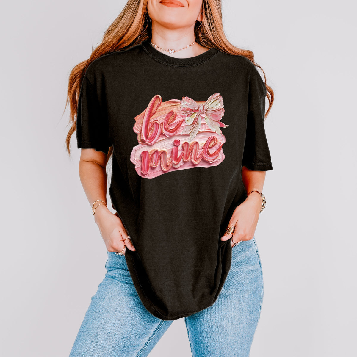 Be Mine Textured Paint - Women's Garment Dyed Graphic T-Shirt