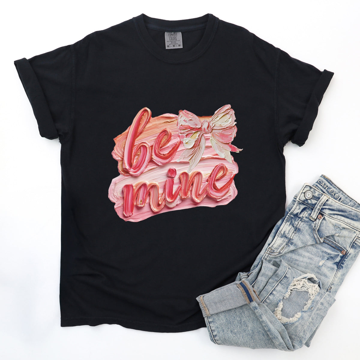 Be Mine Textured Paint - Women's Garment Dyed Graphic T-Shirt
