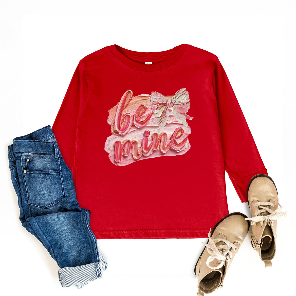 Be Mine Textured Paint - Toddler Long Sleeve Graphic Tee