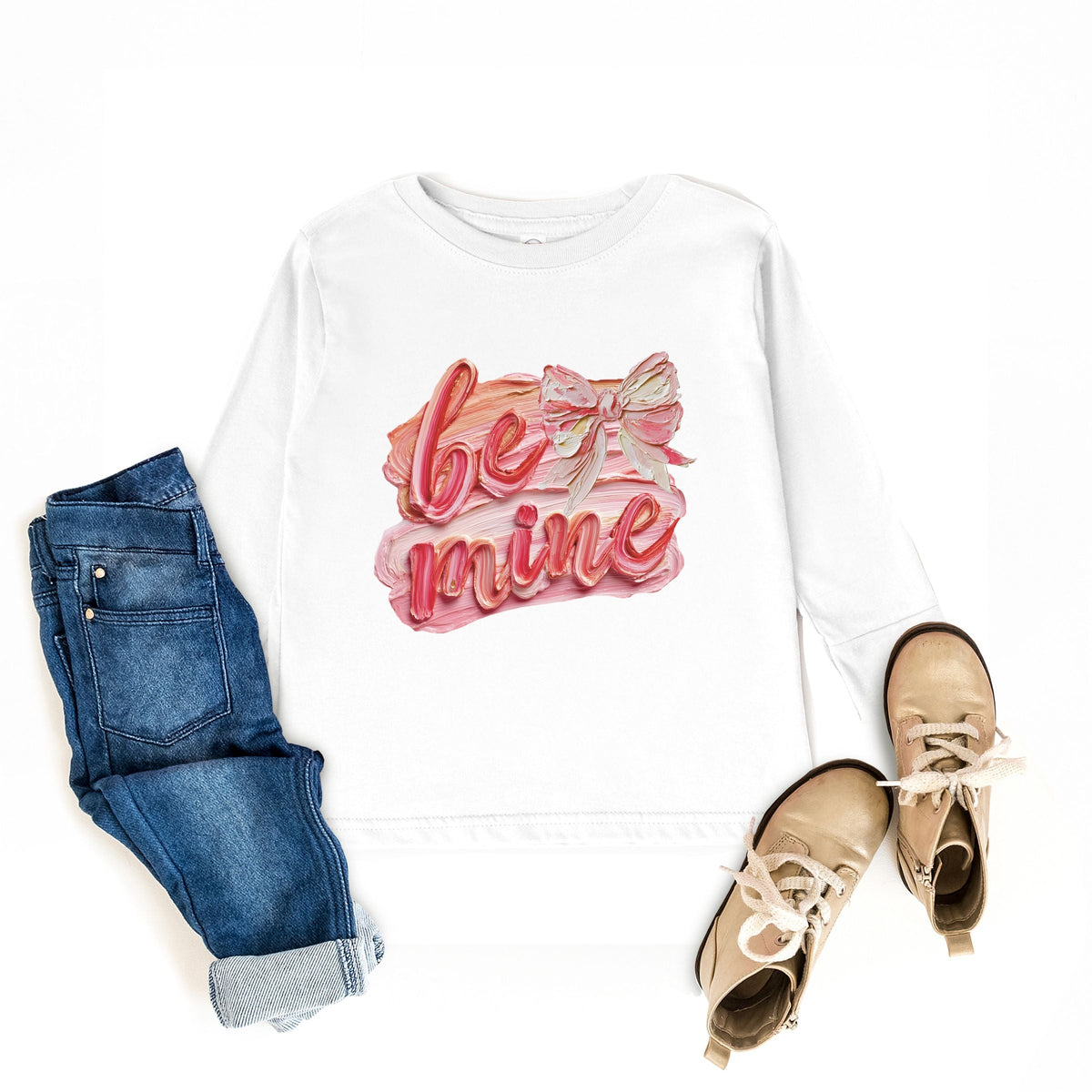 Be Mine Textured Paint - Toddler Long Sleeve Graphic Tee