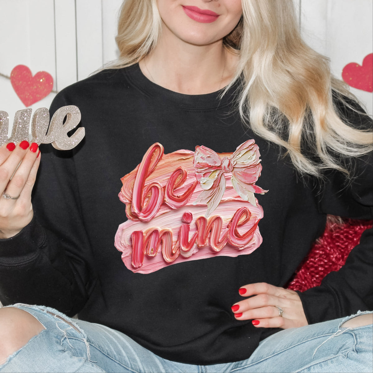 Be Mine Textured Paint - Women's Graphic Sweatshirt