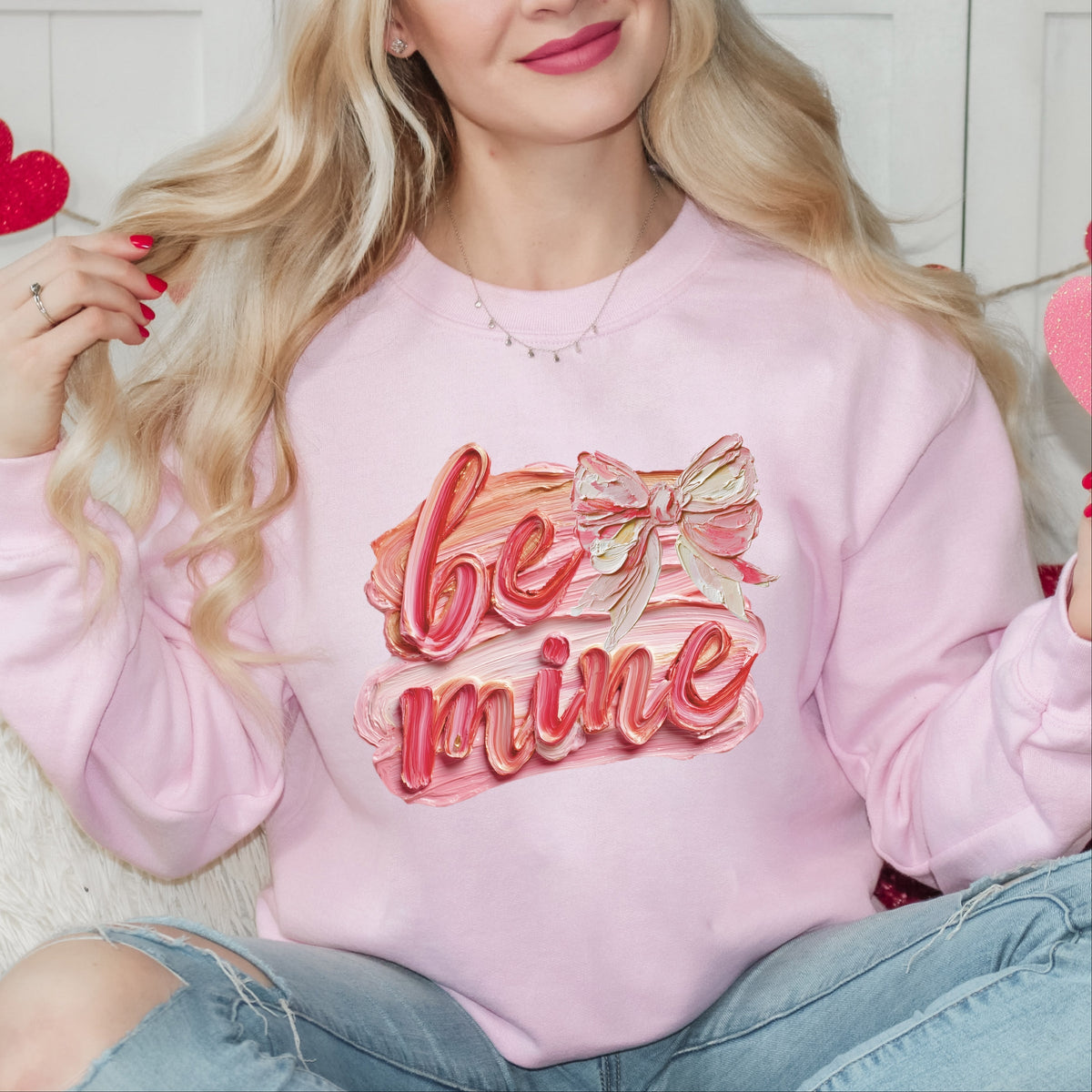 Be Mine Textured Paint - Women's Graphic Sweatshirt