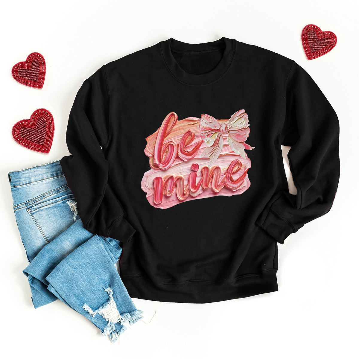 Be Mine Textured Paint - Women's Graphic Sweatshirt