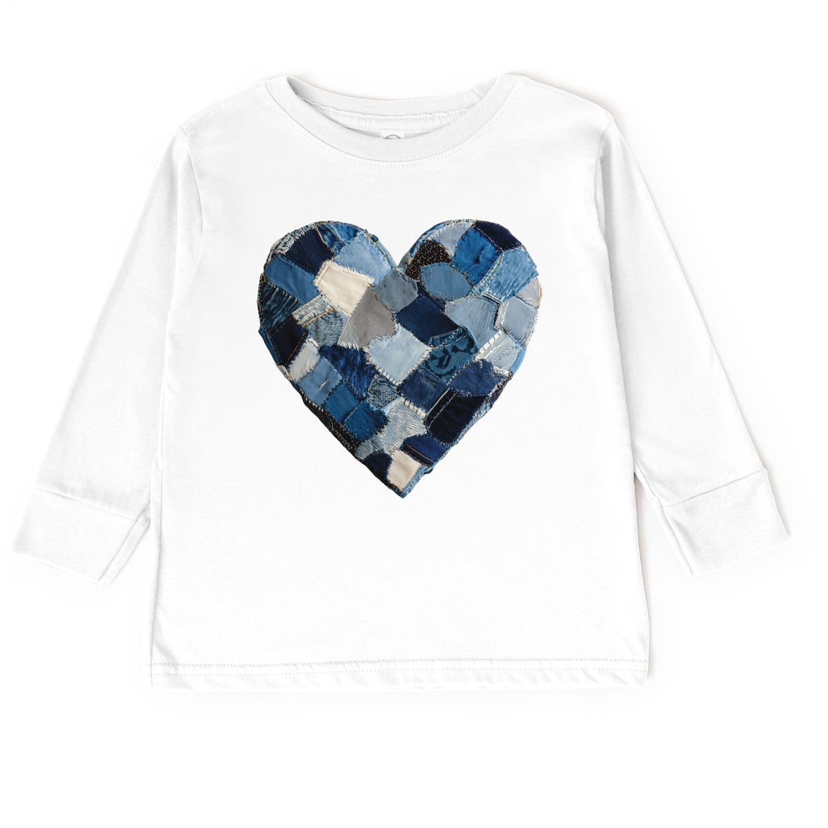 Demin Heart Print - Toddler Long Sleeve Graphic Tee