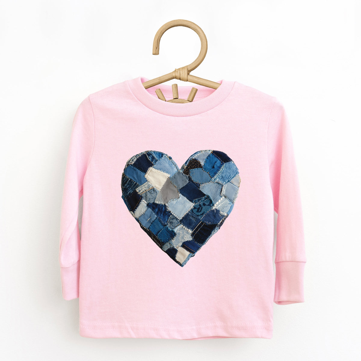 Demin Heart Print - Toddler Long Sleeve Graphic Tee