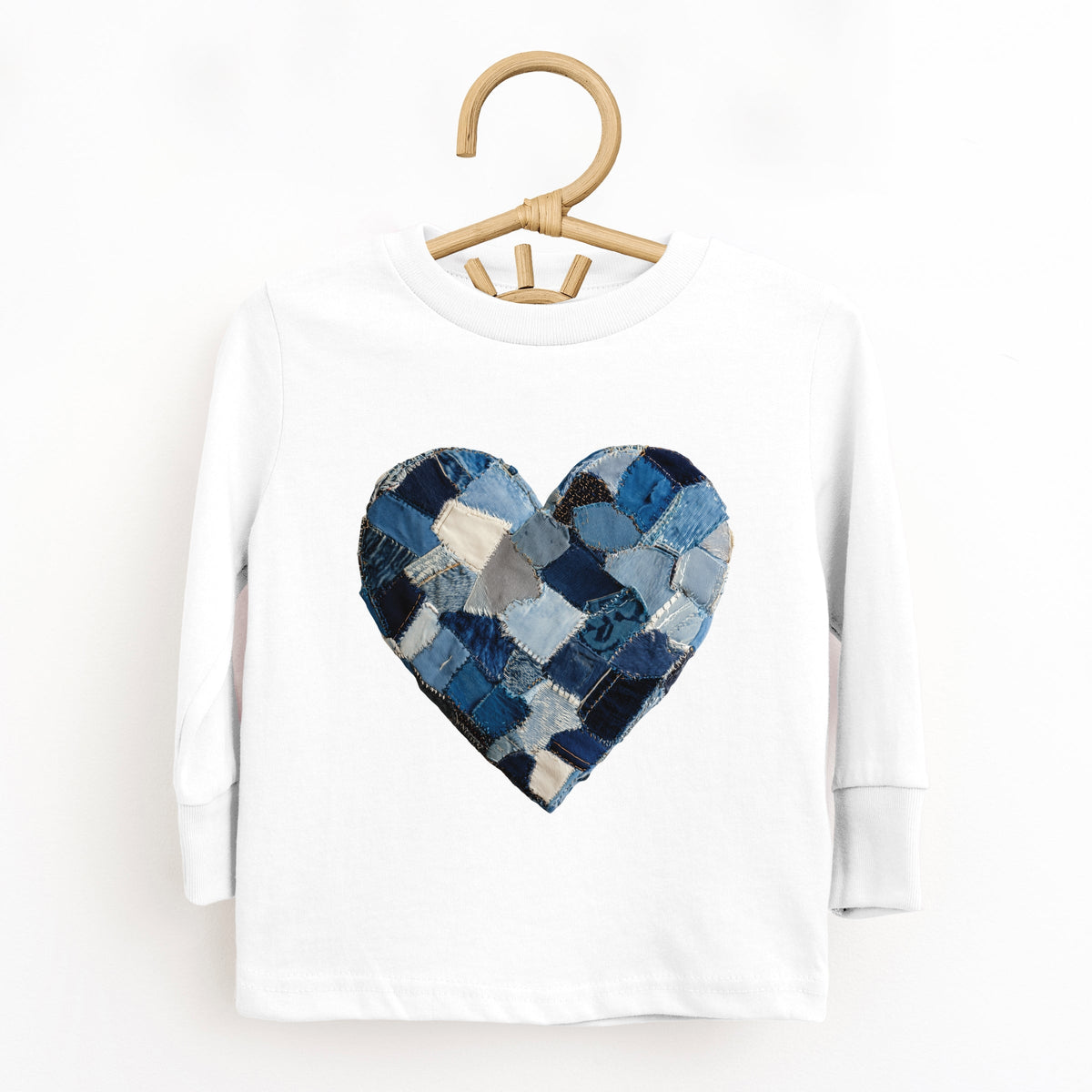 Demin Heart Print - Toddler Long Sleeve Graphic Tee