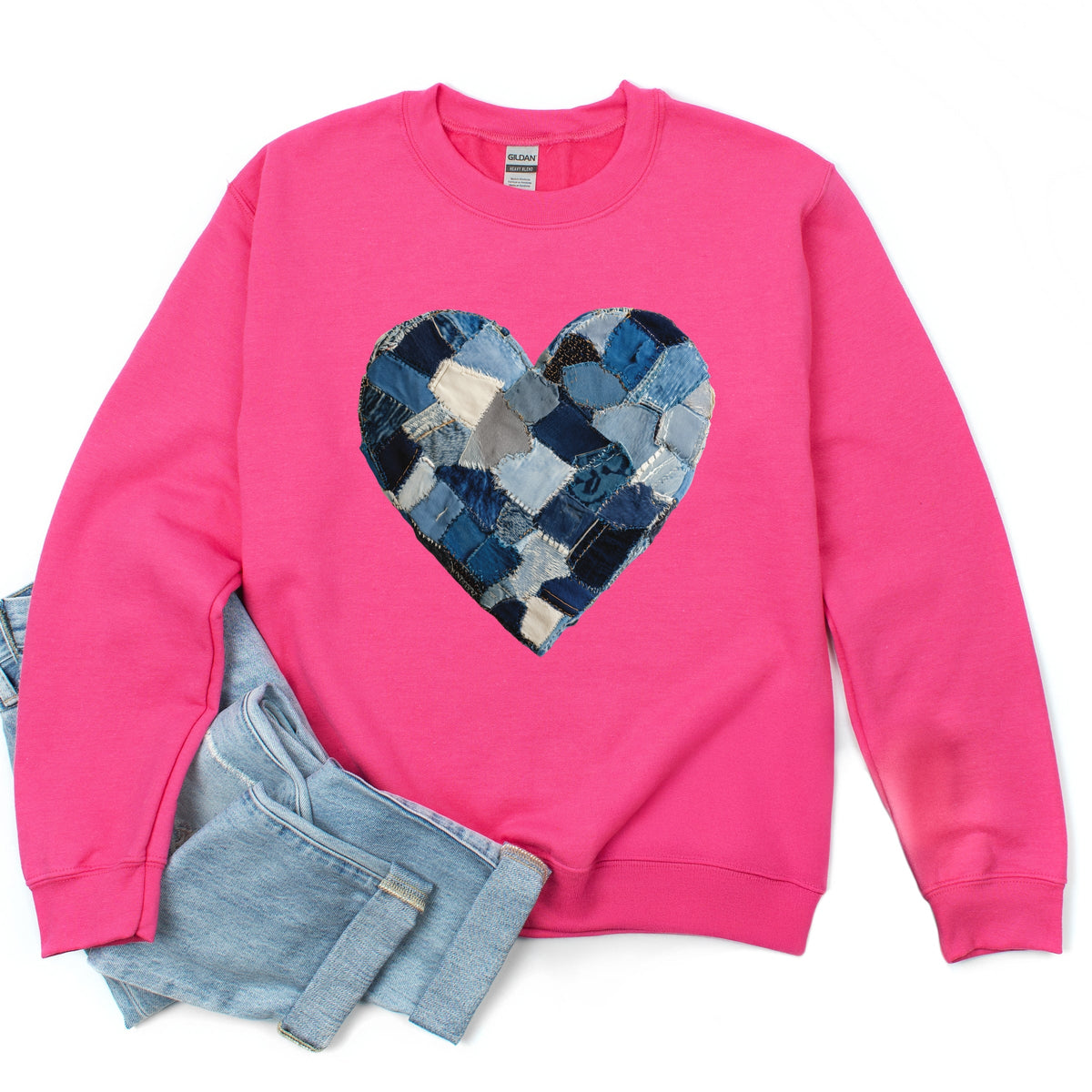 Demin Heart Print - Women's Graphic Sweatshirt