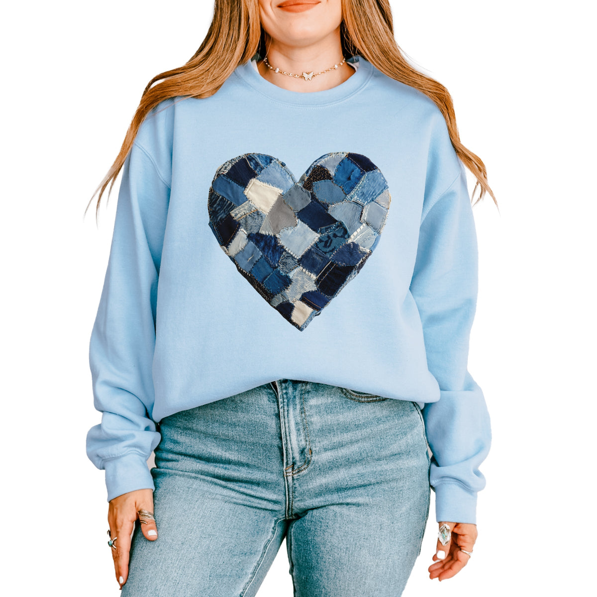 Demin Heart Print - Women's Graphic Sweatshirt