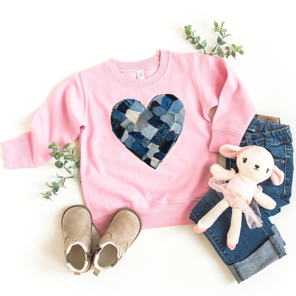 Demin Heart Print - Toddler Graphic Sweatshirt