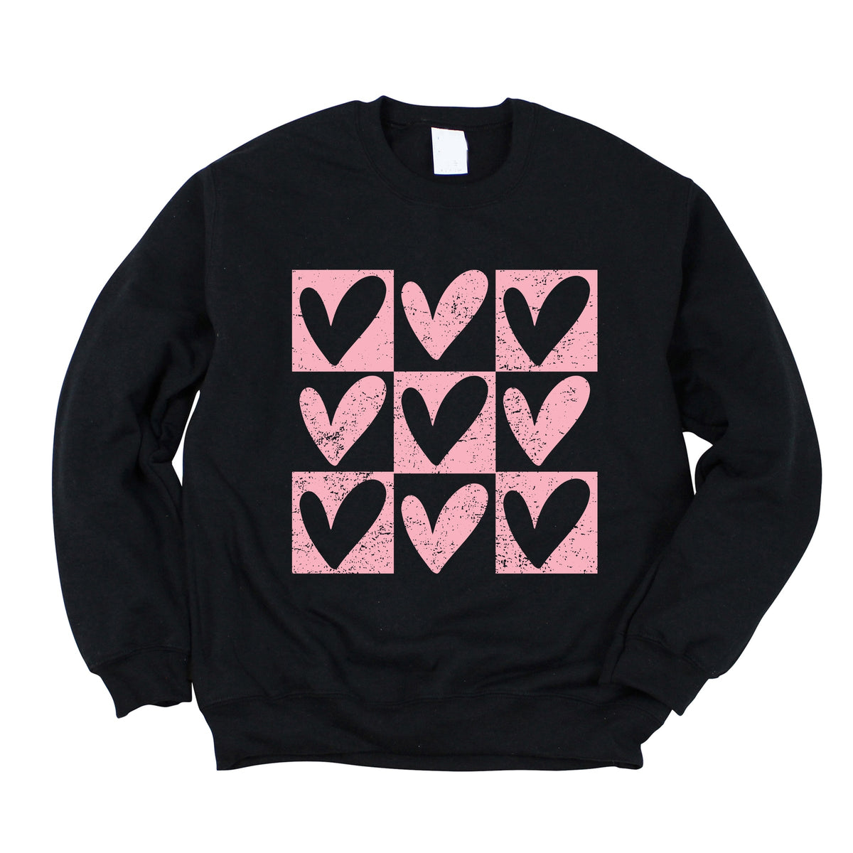 Pink Heart Checkered Chart - Women's Graphic Sweatshirt