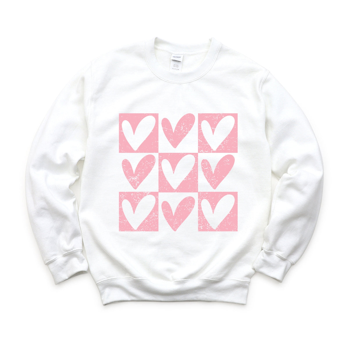 Pink Heart Checkered Chart - Women's Graphic Sweatshirt