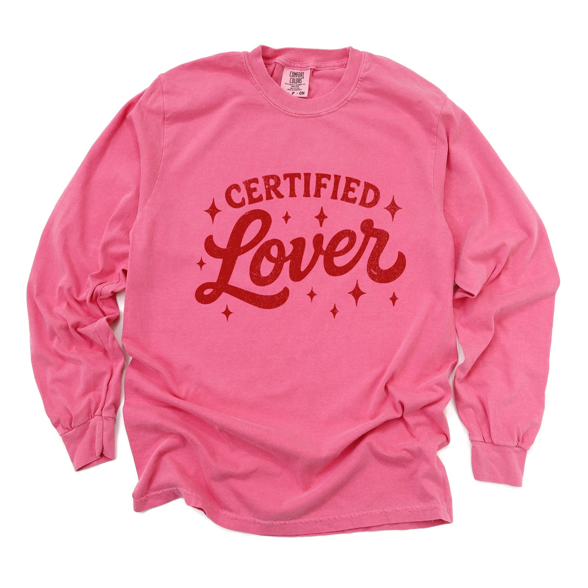 Certified Lover Distressed Stars - Women's Garment Dyed Long Sleeve Graphic T-Shirt
