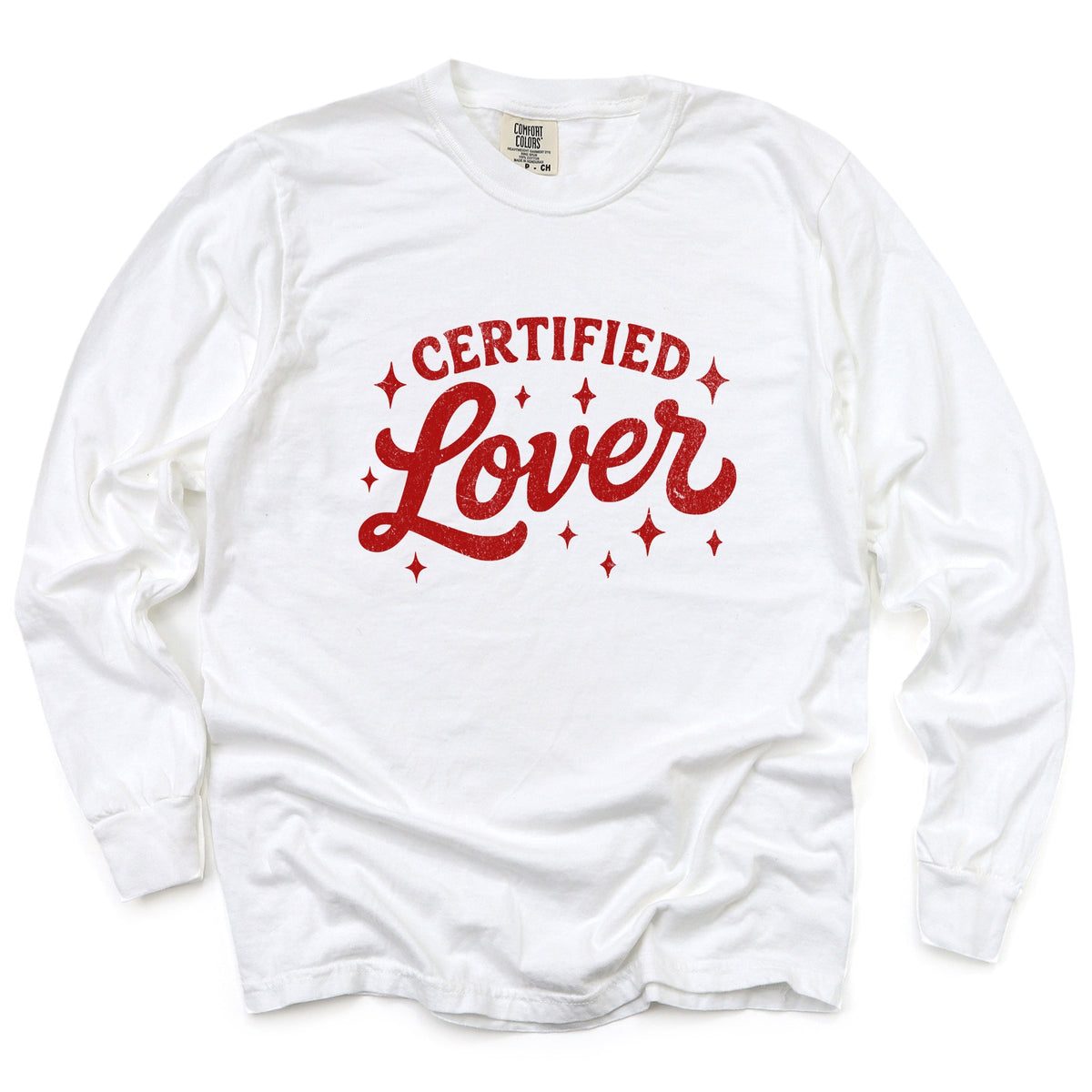 Certified Lover Distressed Stars - Women's Garment Dyed Long Sleeve Graphic T-Shirt