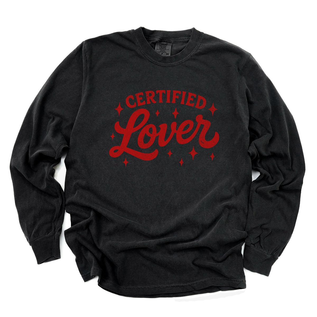 Certified Lover Distressed Stars - Women's Garment Dyed Long Sleeve Graphic T-Shirt