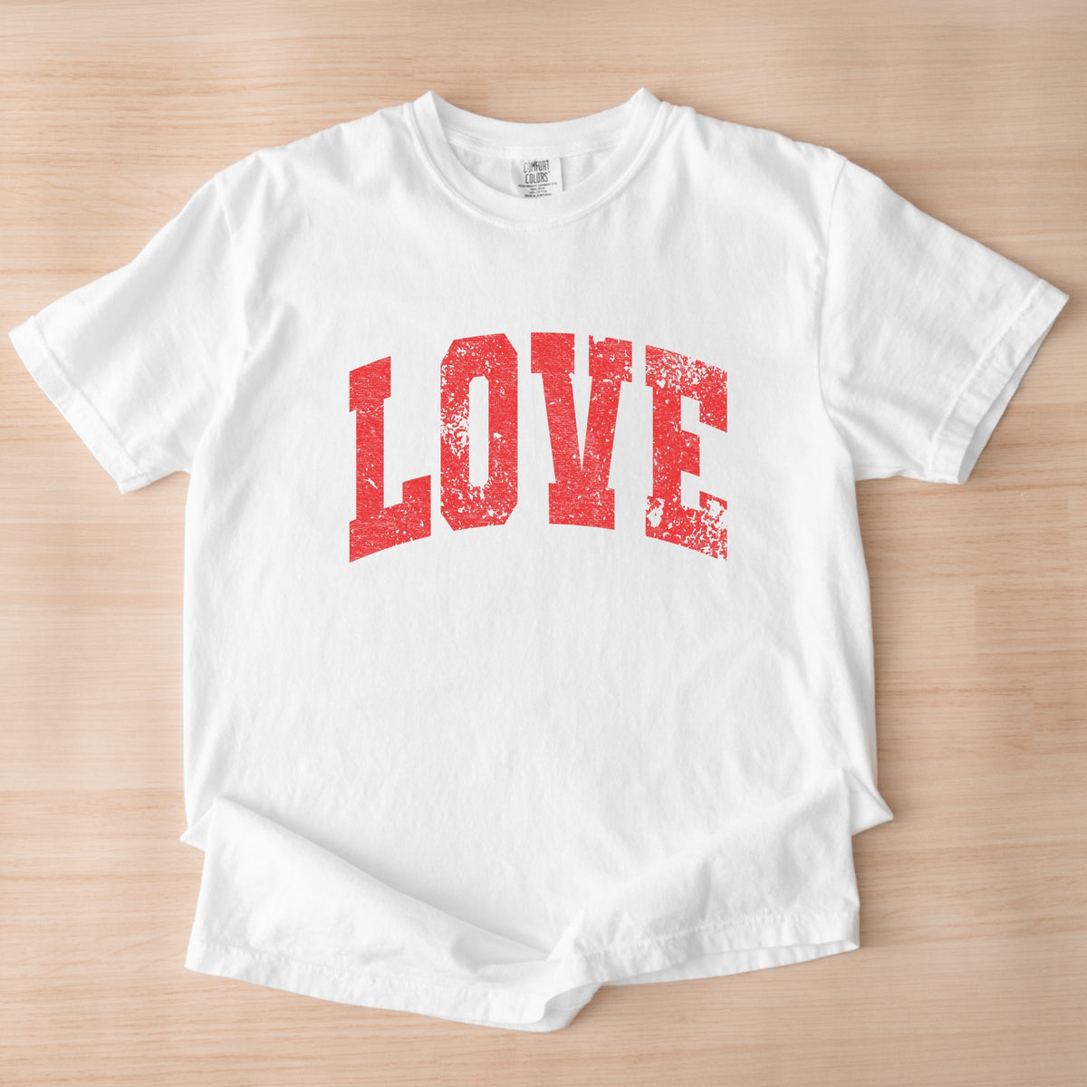 Love Varsity Arched Distressed - Women's Garment Dyed Graphic T-Shirt