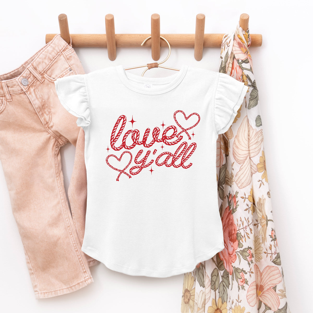 Love Y'all Rope - Flutter Sleeve Graphic T-Shirt