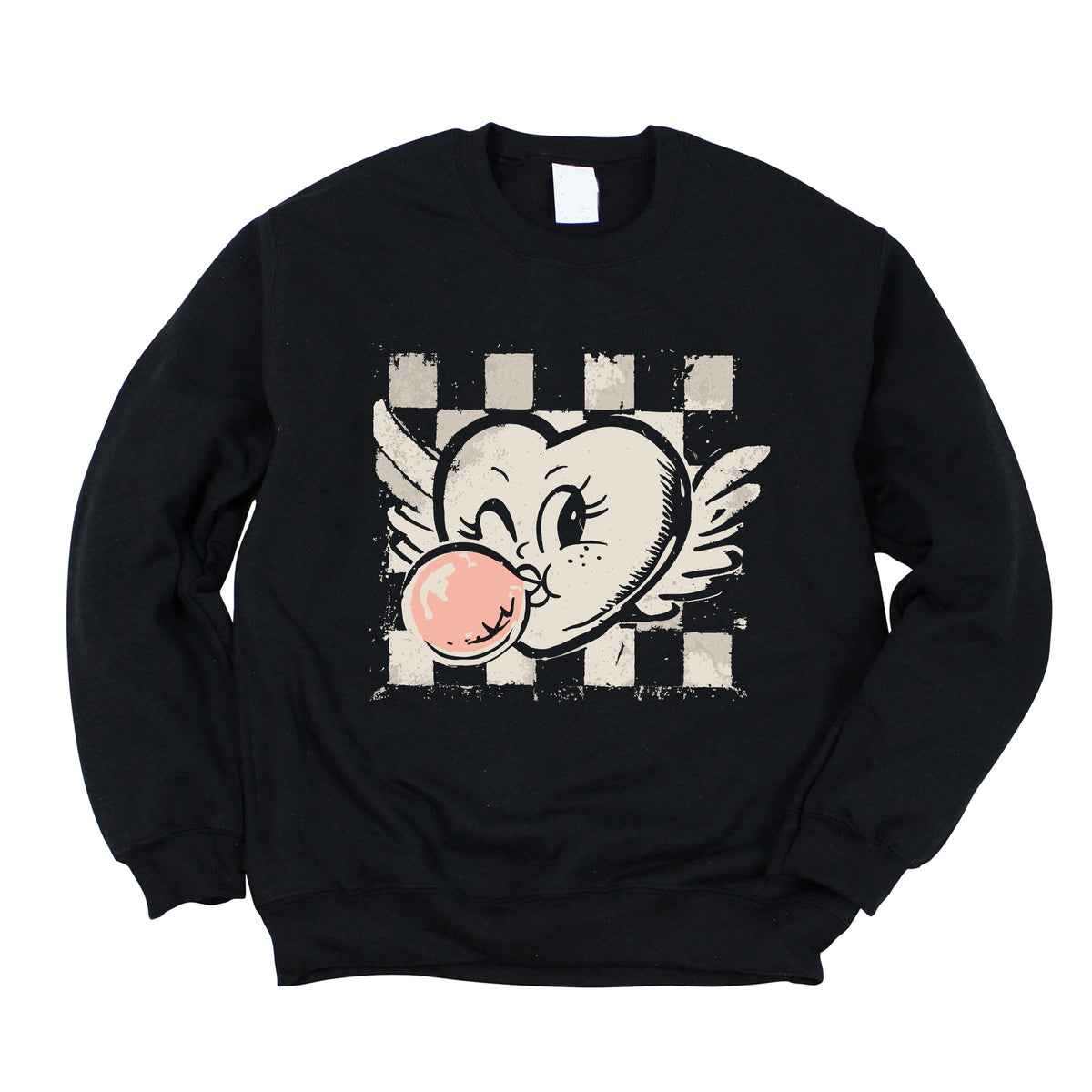 Heart Bubblegum Checkered - Women's Graphic Sweatshirt