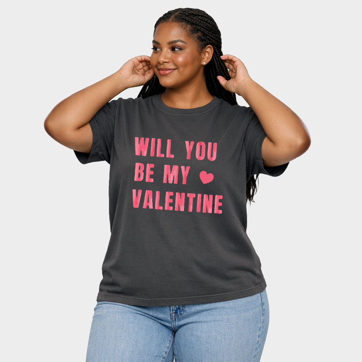 Be My Valentine Watercolor - Women's Plus Sized Garment Dyed Graphic T-Shirt