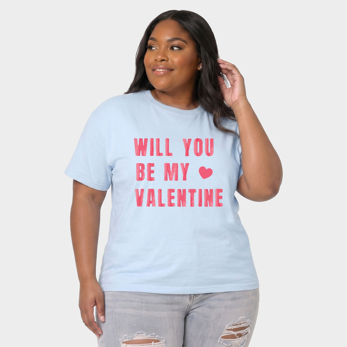 Be My Valentine Watercolor - Women's Plus Sized Garment Dyed Graphic T-Shirt