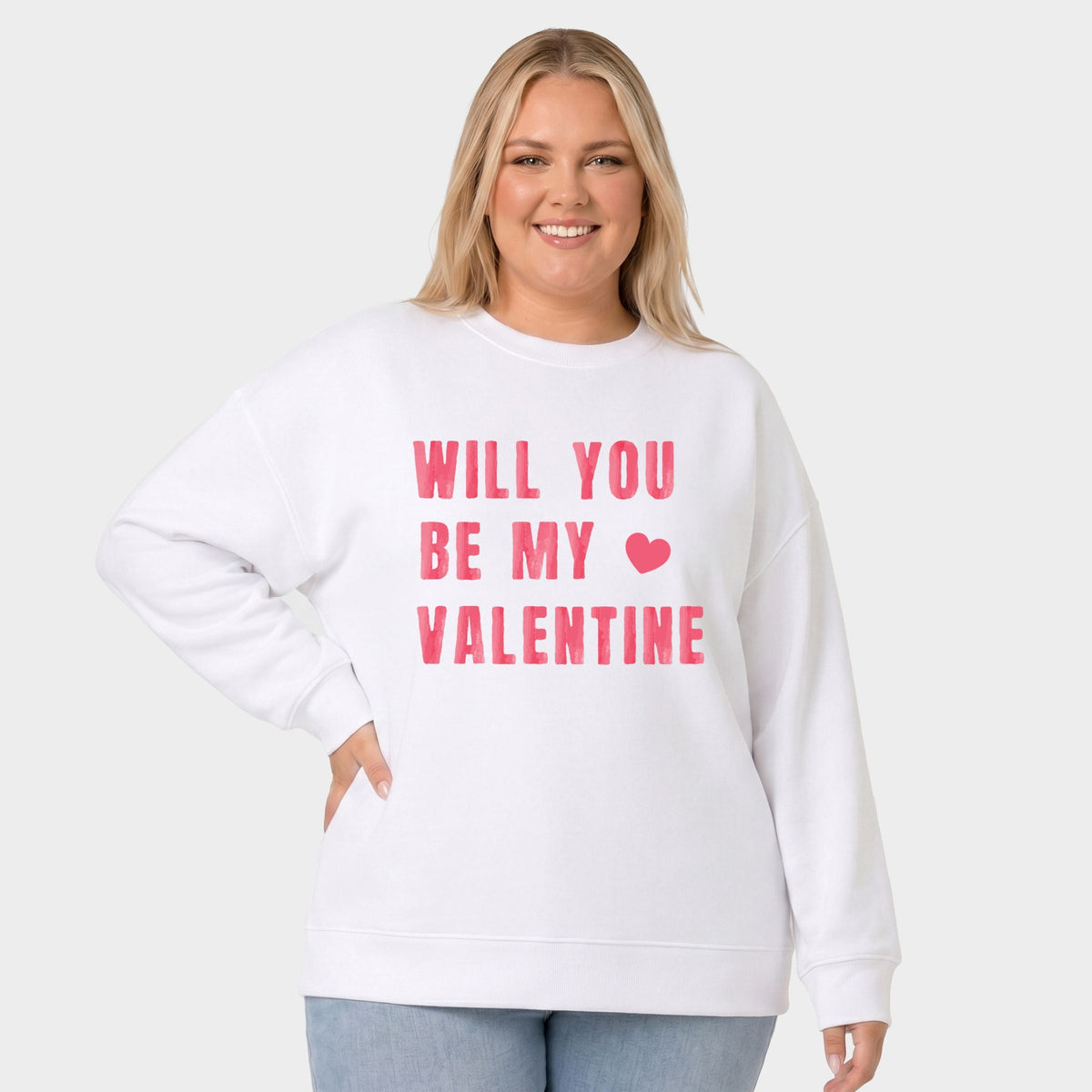 Be My Valentine Watercolor - Women's Plus Sized Graphic Sweatshirt