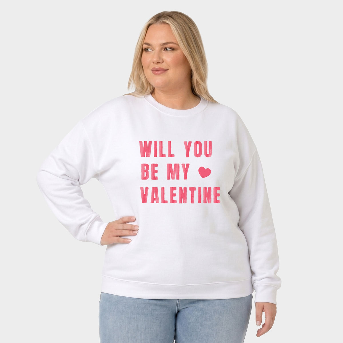 Be My Valentine Watercolor - Women's Plus Sized Graphic Sweatshirt