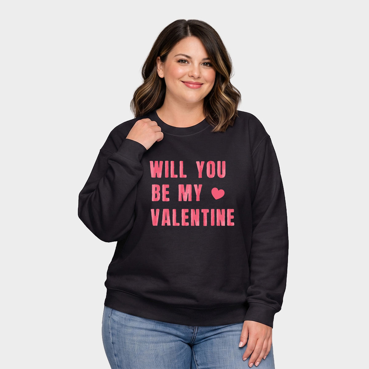Be My Valentine Watercolor - Women's Plus Sized Graphic Sweatshirt