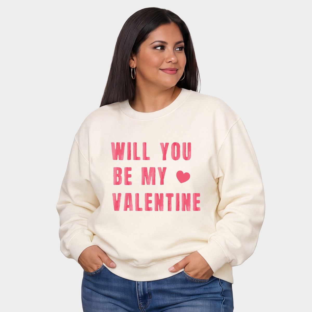 Be My Valentine Watercolor - Women's Plus Sized Graphic Sweatshirt