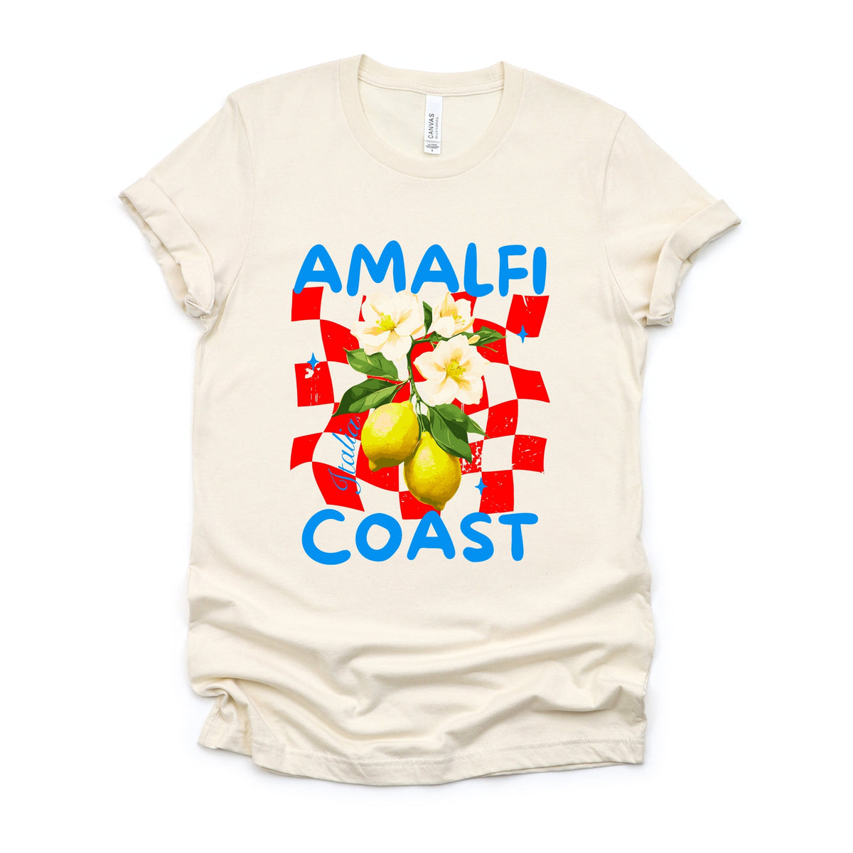 Amalfi Coast Red Checkerboard - Women's Short Sleeve Graphic T-Shirt