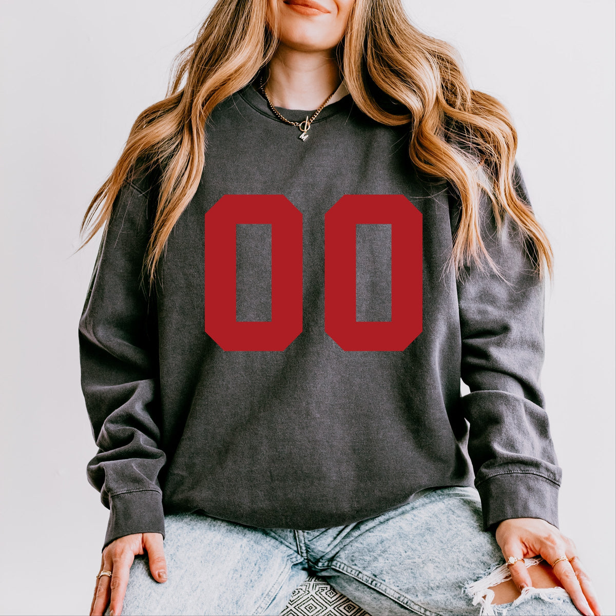 Football Jersey 00 - Womens Lightweight Garment Dyed Sweatshirt