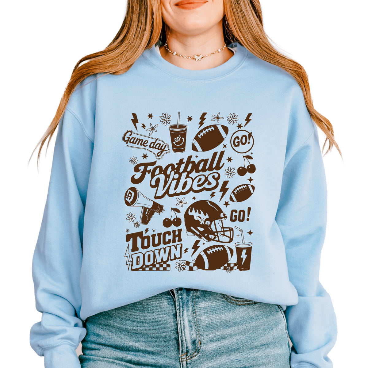 Football Vibes Touchdown Collage -  Womens Sweatshirt