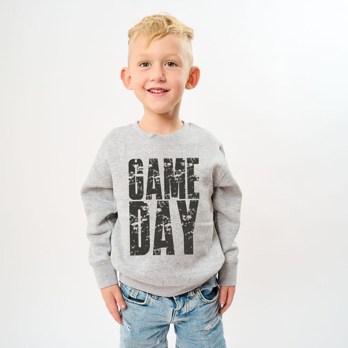 Game Day Block Distressed - Youth Graphic Sweatshirt