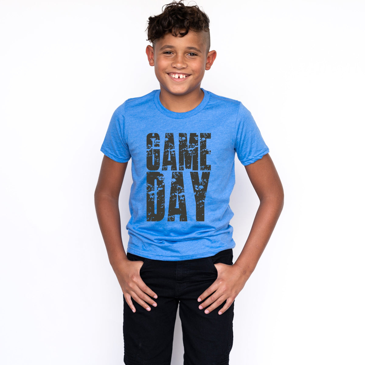 Game Day Block Distressed - Youth Short Sleeve Graphic T-Shirt