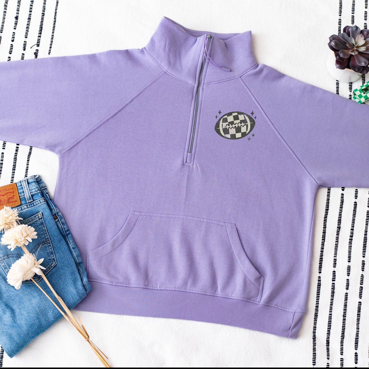 Football Sparkles Distressed - Women's Quarter Zip Fleece Graphic Sweatshirt