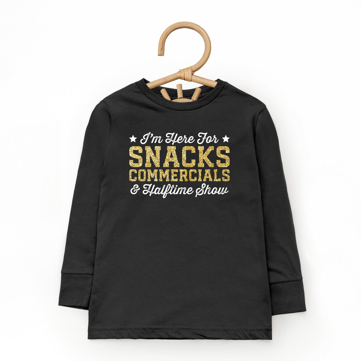 I'm Here For Snacks Commercials & Halftime Show Glitter - Toddler Long Sleeve Graphic Tee