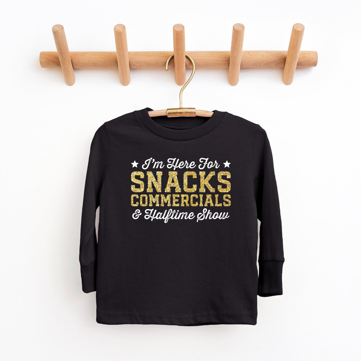 I'm Here For Snacks Commercials & Halftime Show Glitter - Youth Long Sleeve Graphic T-Shirt