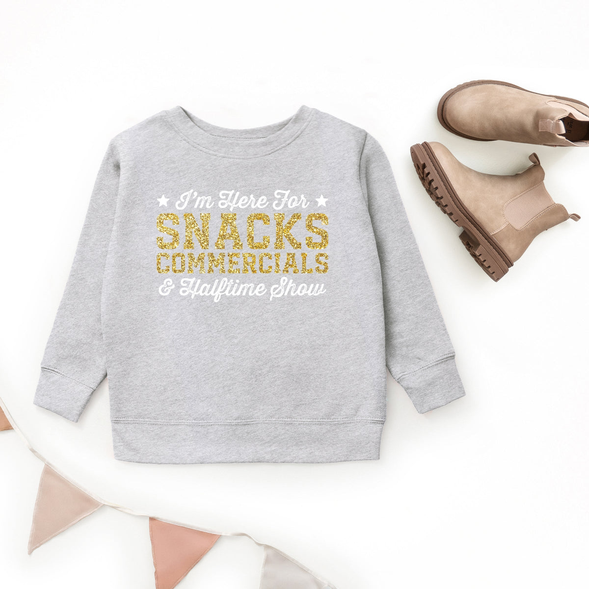 I'm Here For Snacks Commercials & Halftime Show Glitter - Youth Graphic Sweatshirt