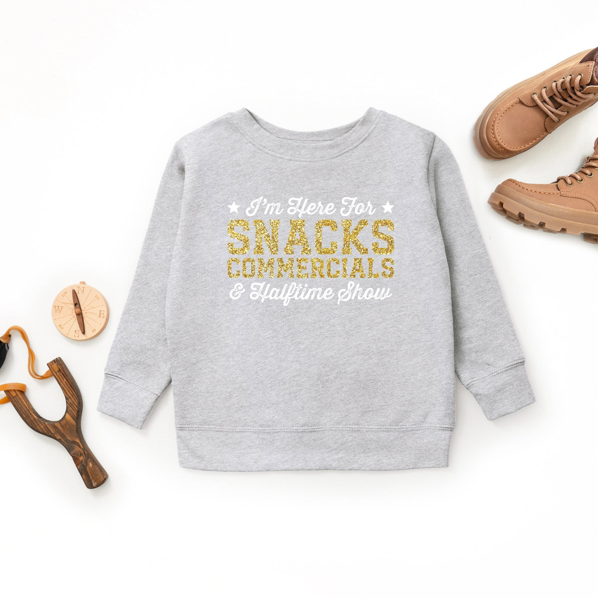 I'm Here For Snacks Commercials & Halftime Show Glitter - Youth Graphic Sweatshirt