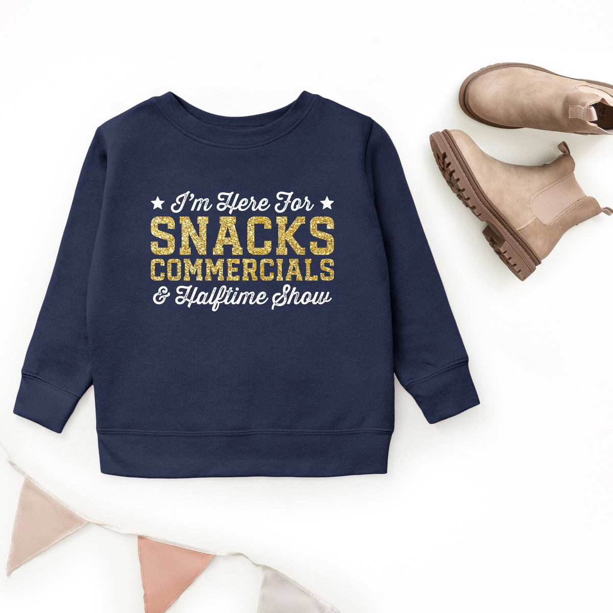 I'm Here For Snacks Commercials & Halftime Show Glitter - Youth Graphic Sweatshirt