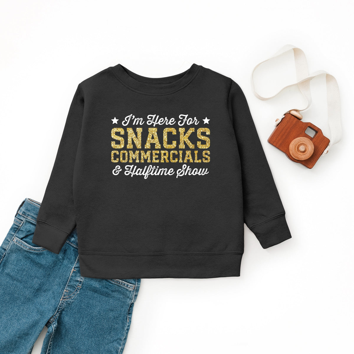 I'm Here For Snacks Commercials & Halftime Show Glitter - Youth Graphic Sweatshirt