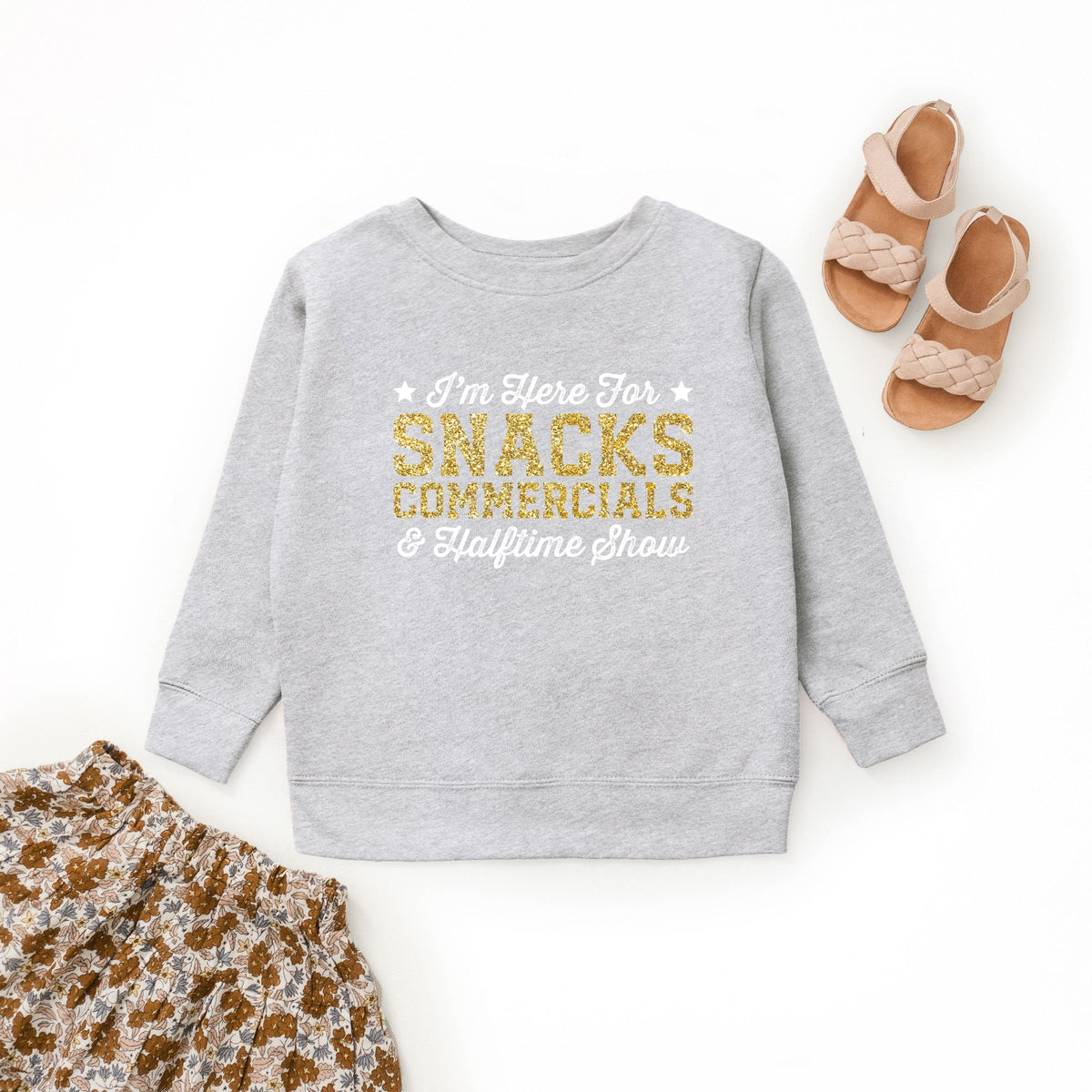 I'm Here For Snacks Commercials & Halftime Show Glitter - Youth Graphic Sweatshirt