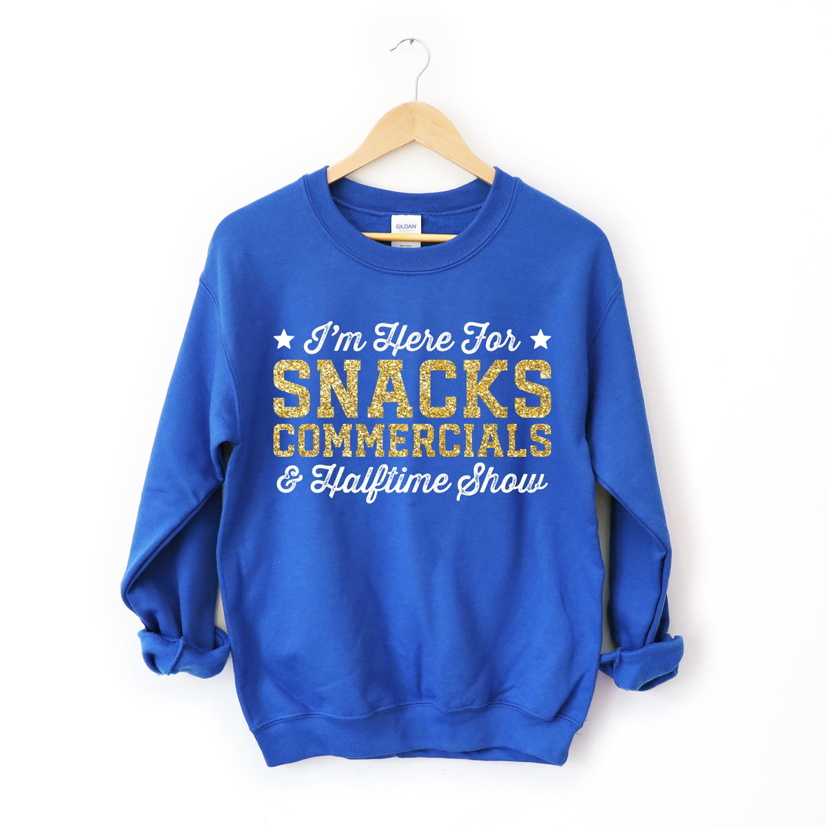 I'm Here For Snacks Commercials & Halftime Show Glitter -  Women's Graphic Sweatshirt