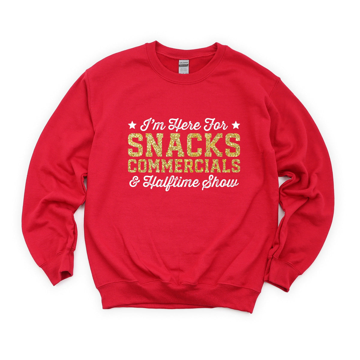 I'm Here For Snacks Commercials & Halftime Show Glitter -  Women's Graphic Sweatshirt