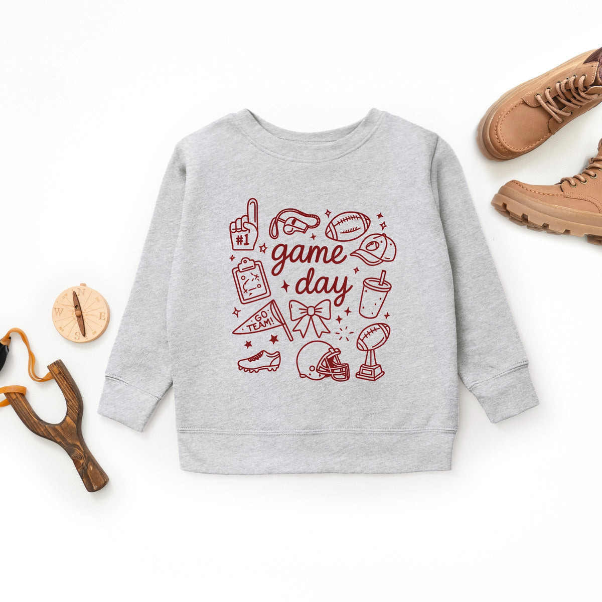 Game Day Football Sketched Collage - Youth Graphic Sweatshirt