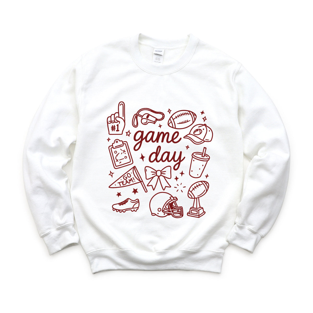 Game Day Football Sketched Collage - Women's Graphic Sweatshirt