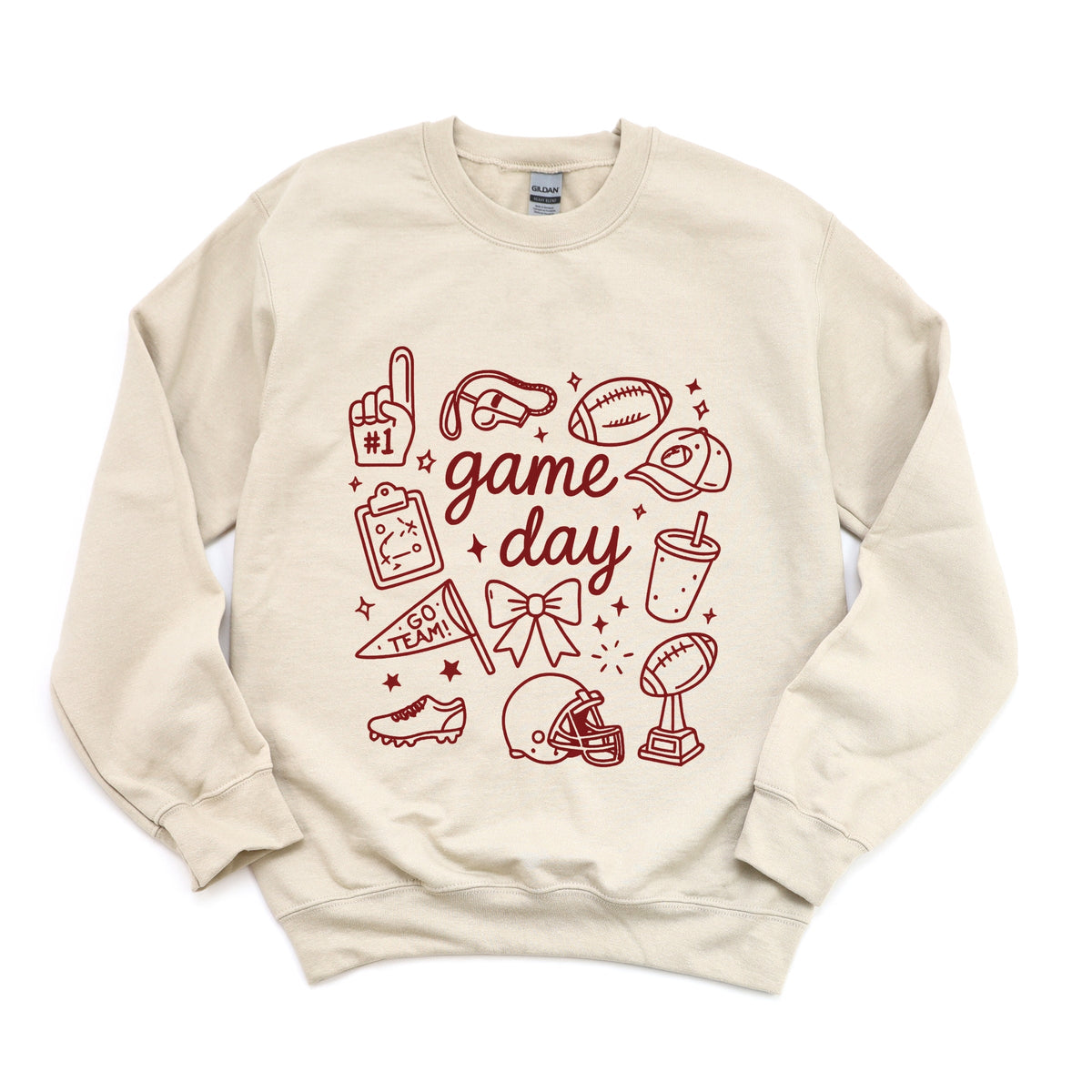 Game Day Football Sketched Collage - Women's Graphic Sweatshirt