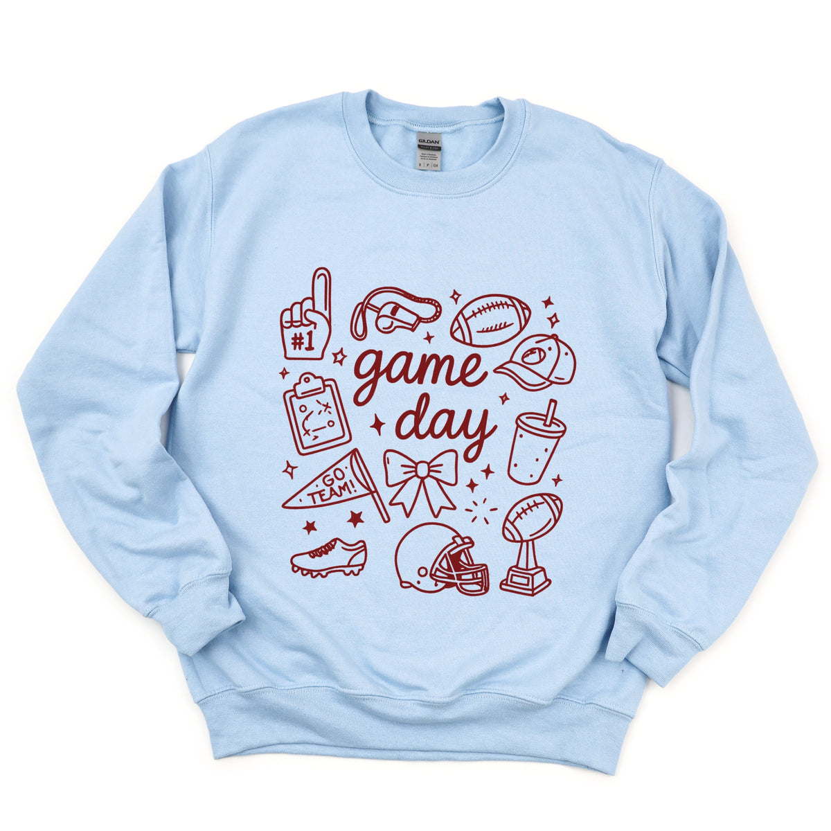 Game Day Football Sketched Collage - Women's Graphic Sweatshirt