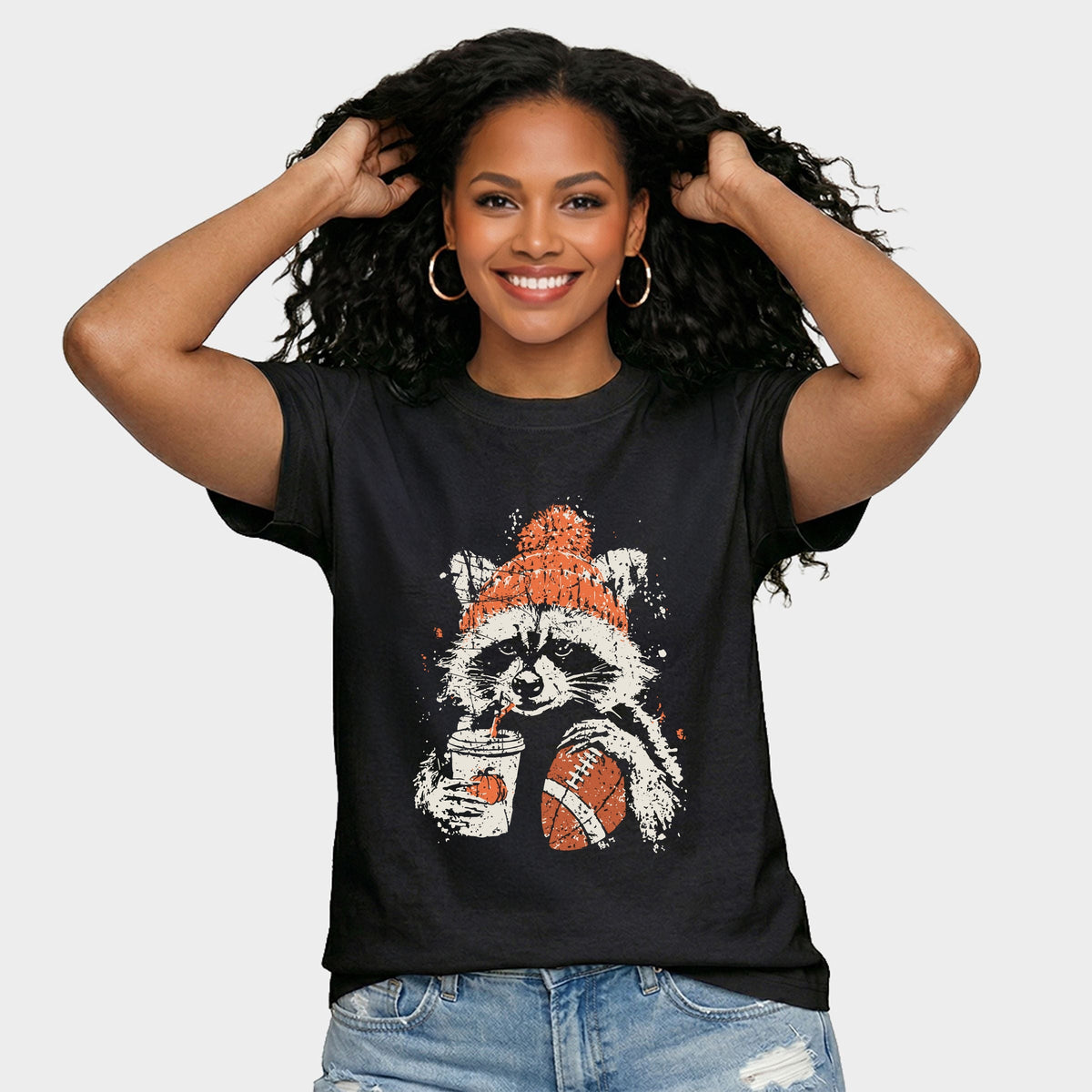 Football Raccoon - Women's Relaxed Boxy Tee