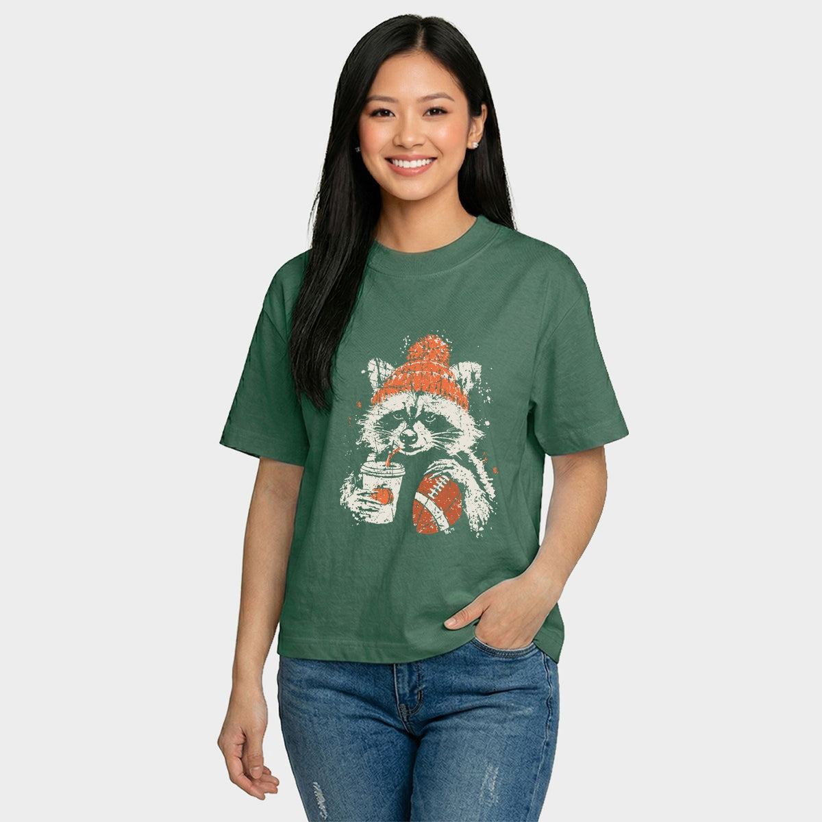 Football Raccoon - Women's Relaxed Boxy Tee