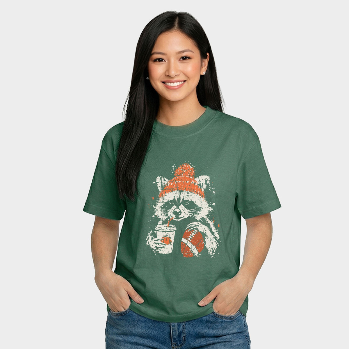 Football Raccoon - Women's Relaxed Boxy Tee