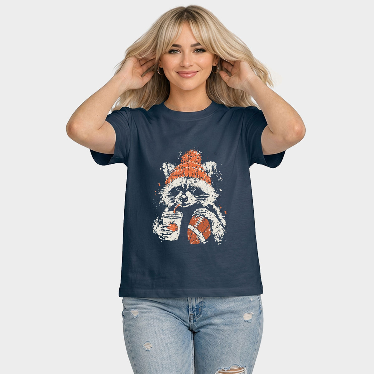 Football Raccoon - Women's Relaxed Boxy Tee